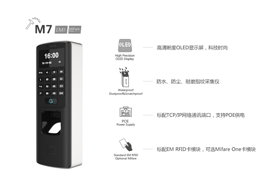 M7戶(hù)外POE供電指紋門(mén)禁機